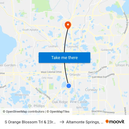 S Orange Blossom Trl & 23rd St to Altamonte Springs, FL map