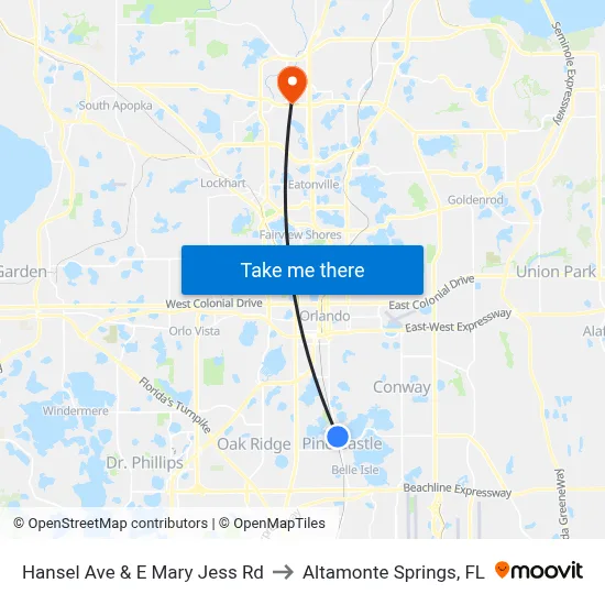 Hansel Ave & E Mary Jess Rd to Altamonte Springs, FL map
