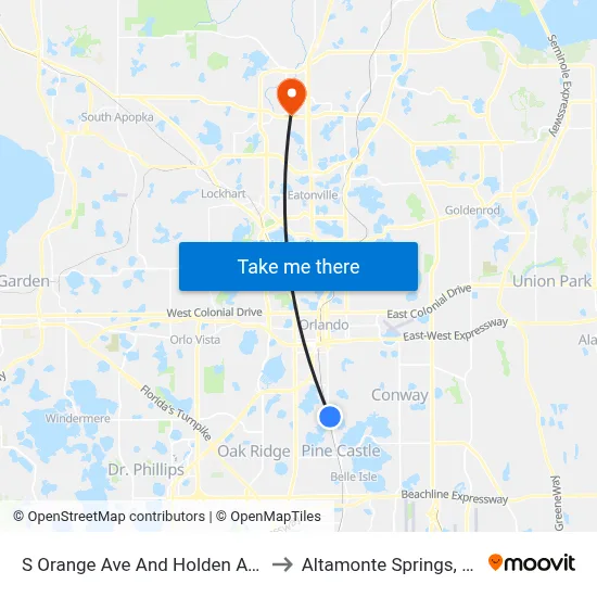 S Orange Ave And Holden Ave to Altamonte Springs, FL map