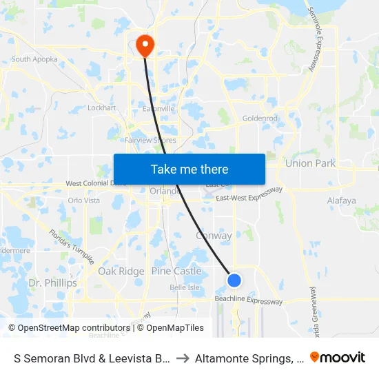 S Semoran Blvd & Leevista Blvd to Altamonte Springs, FL map