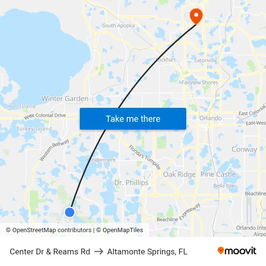 Center Dr & Reams Rd to Altamonte Springs, FL map