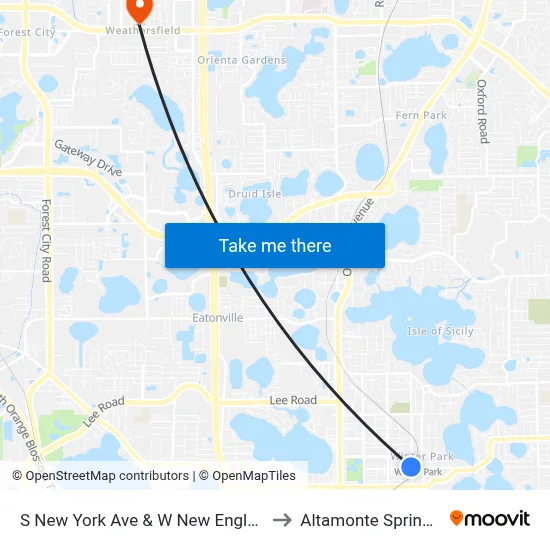 S New York Ave & W New England Ave to Altamonte Springs, FL map