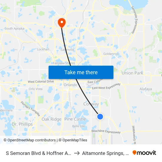 S Semoran Blvd & Hoffner Ave to Altamonte Springs, FL map