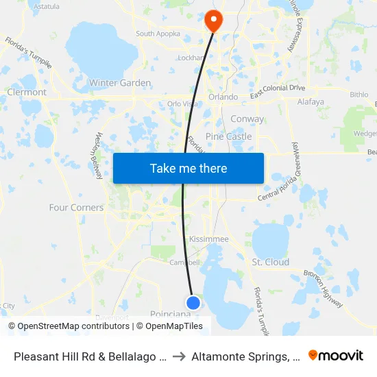 Pleasant Hill Rd & Bellalago Dr to Altamonte Springs, FL map