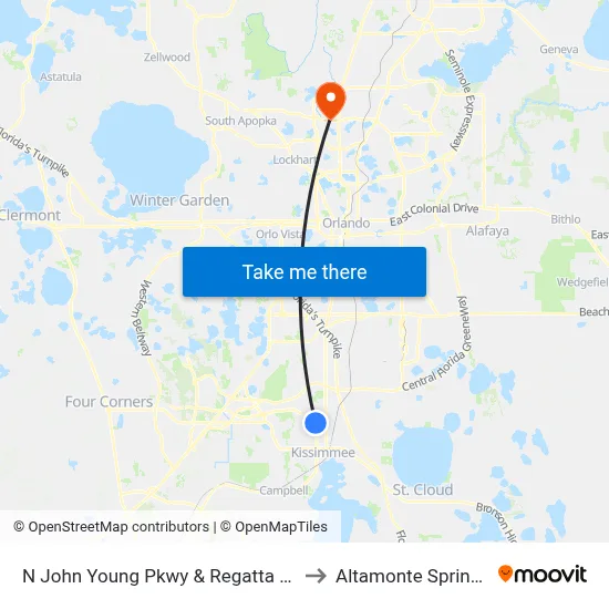 N John Young Pkwy & Regatta Bay Blvd to Altamonte Springs, FL map
