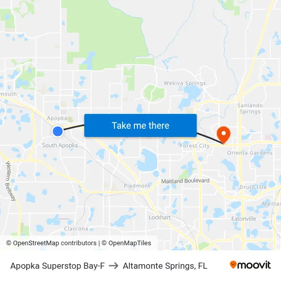 Apopka Superstop Bay-F to Altamonte Springs, FL map