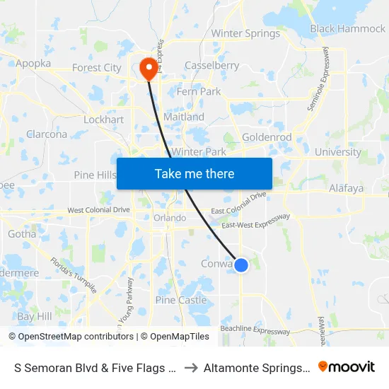 S Semoran Blvd & Five Flags Blvd to Altamonte Springs, FL map