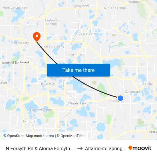 N Forsyth Rd & Aloma Forsyth Center to Altamonte Springs, FL map