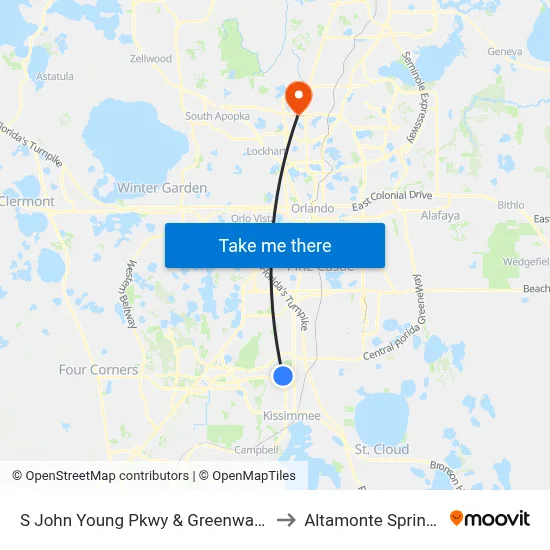 S John Young Pkwy & Greenwald Way N to Altamonte Springs, FL map