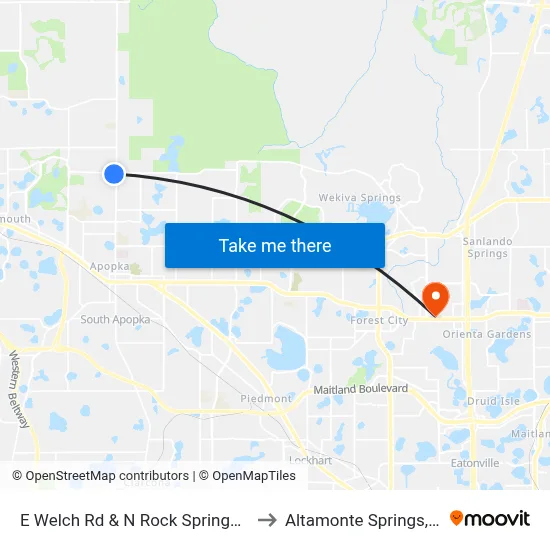E Welch Rd & N Rock Springs Rd to Altamonte Springs, FL map
