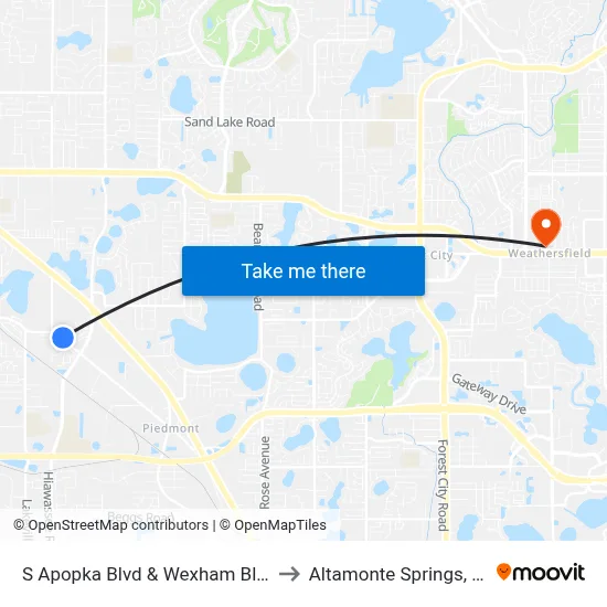 S Apopka Blvd & Wexham Blvd to Altamonte Springs, FL map
