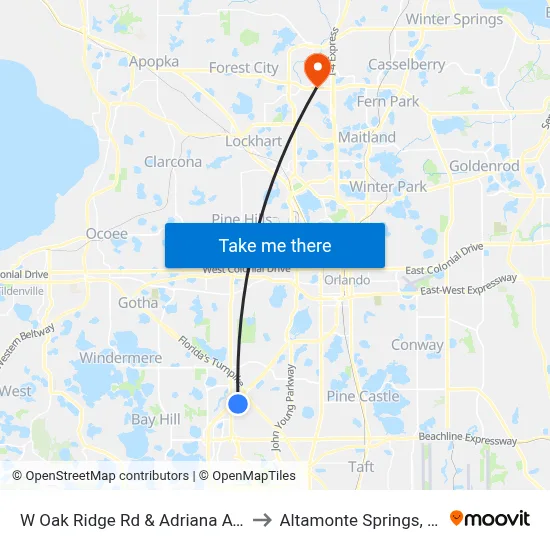 W Oak Ridge Rd & Adriana Ave to Altamonte Springs, FL map