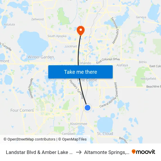 Landstar Blvd & Amber Lake Blvd to Altamonte Springs, FL map
