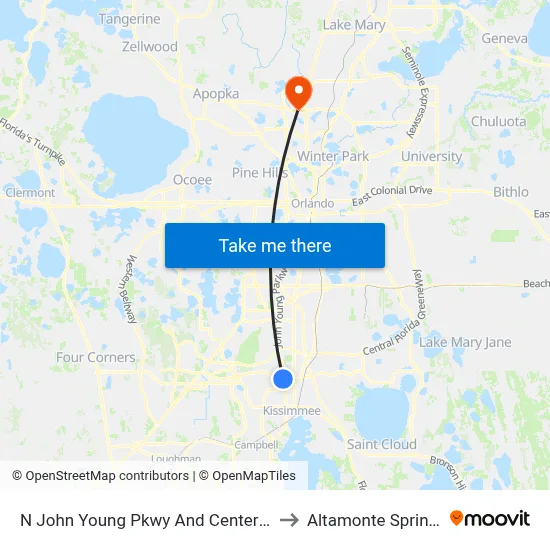 N John Young Pkwy And Centerview Blvd to Altamonte Springs, FL map