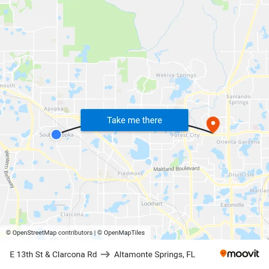 E 13th St & Clarcona Rd to Altamonte Springs, FL map