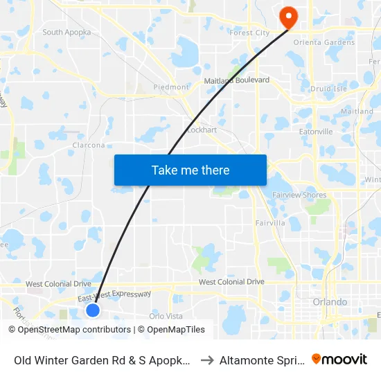 Old Winter Garden Rd & S Apopka Vineland Rd to Altamonte Springs, FL map