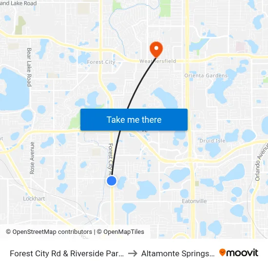 Forest City Rd & Riverside Park Rd to Altamonte Springs, FL map