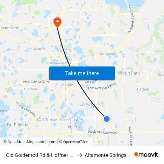 Old Goldenrod Rd & Hoffner Ave to Altamonte Springs, FL map