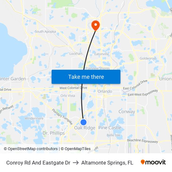 Conroy Rd And Eastgate Dr to Altamonte Springs, FL map