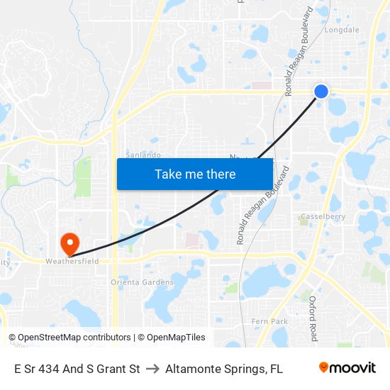 E Sr 434 And S Grant St to Altamonte Springs, FL map