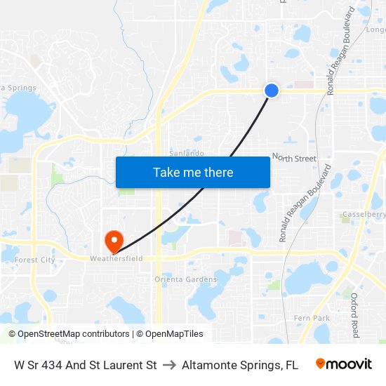 W Sr 434 And St Laurent St to Altamonte Springs, FL map