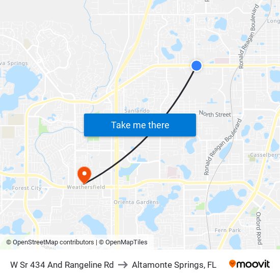 W Sr 434 And Rangeline Rd to Altamonte Springs, FL map