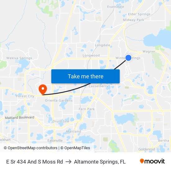 E Sr 434 And S Moss Rd to Altamonte Springs, FL map