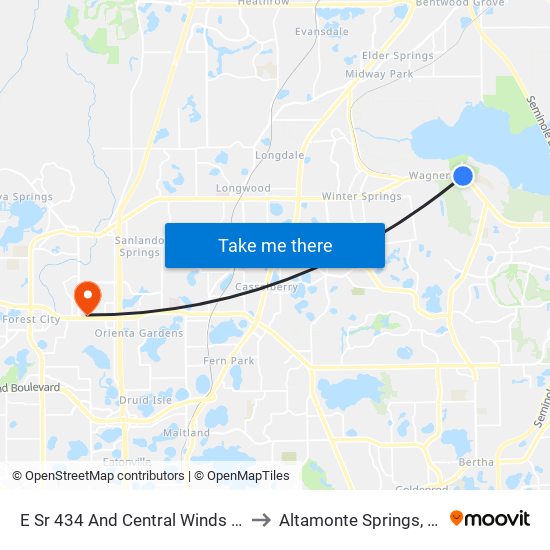 E Sr 434 And Central Winds Dr to Altamonte Springs, FL map