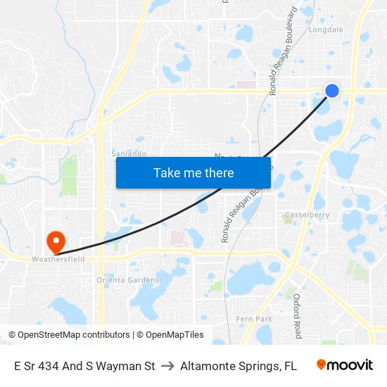 E Sr 434 And S Wayman St to Altamonte Springs, FL map