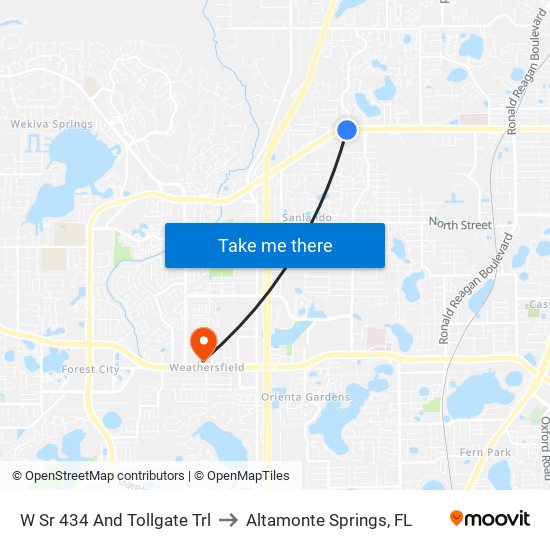 W Sr 434 And Tollgate Trl to Altamonte Springs, FL map
