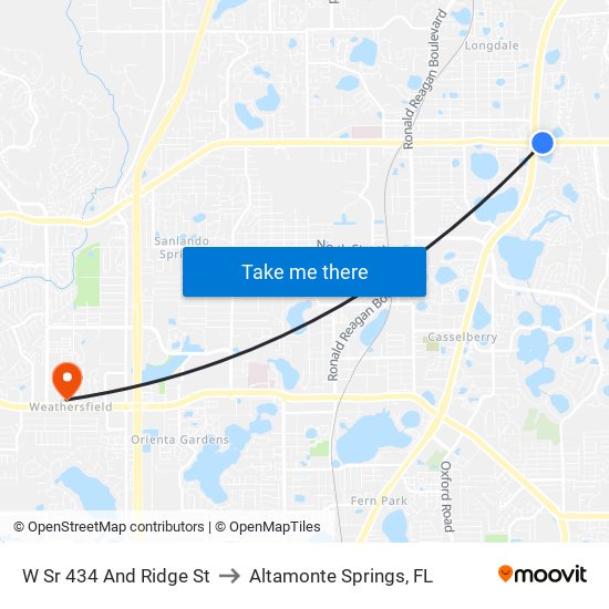 W Sr 434 And Ridge St to Altamonte Springs, FL map