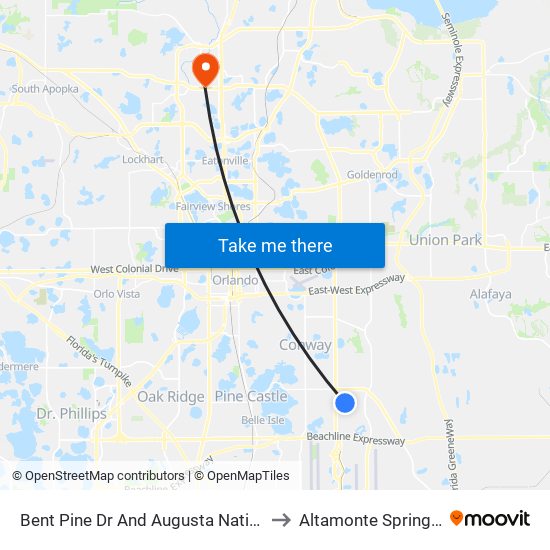 Bent Pine Dr And Augusta National Dr to Altamonte Springs, FL map