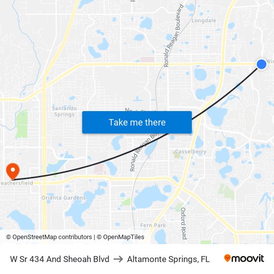 W Sr 434 And Sheoah Blvd to Altamonte Springs, FL map
