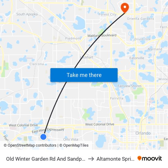 Old Winter Garden Rd And Sandpiper Ridge Dr to Altamonte Springs, FL map