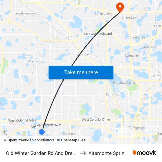 Old Winter Garden Rd And Dream Way to Altamonte Springs, FL map