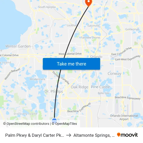 Palm Pkwy & Daryl Carter Pkwy to Altamonte Springs, FL map