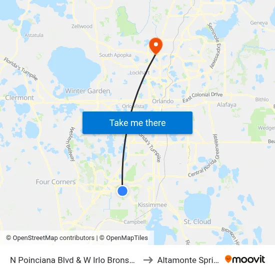 N Poinciana Blvd & W Irlo Bronson Mem Hwy to Altamonte Springs, FL map