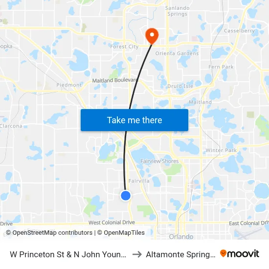W Princeton St & N John Young Pkwy to Altamonte Springs, FL map