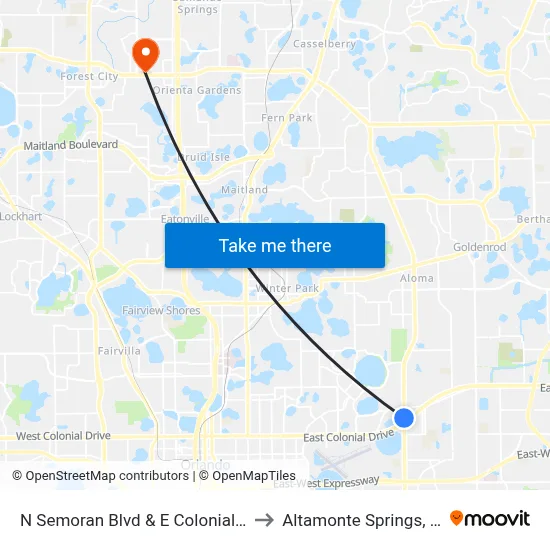 N Semoran Blvd & E Colonial Dr to Altamonte Springs, FL map