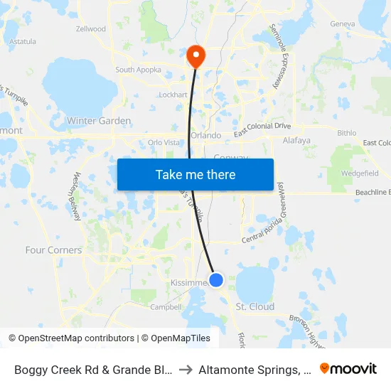 Boggy Creek Rd & Grande Blvd to Altamonte Springs, FL map