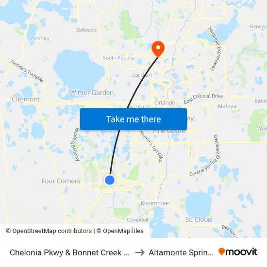 Chelonia Pkwy & Bonnet Creek Resort Ln to Altamonte Springs, FL map