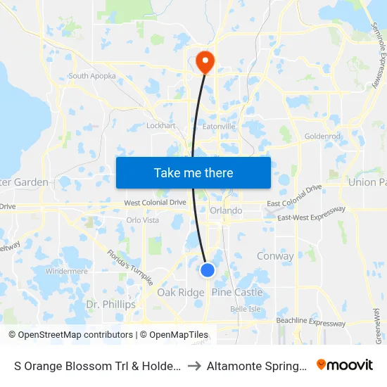 S Orange Blossom Trl & Holden Ave to Altamonte Springs, FL map