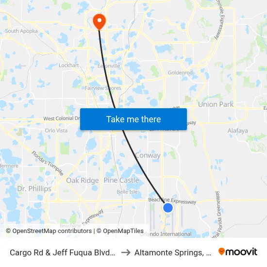 Cargo Rd & Jeff Fuqua Blvd N to Altamonte Springs, FL map