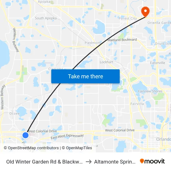 Old Winter Garden Rd & Blackwood Ave to Altamonte Springs, FL map