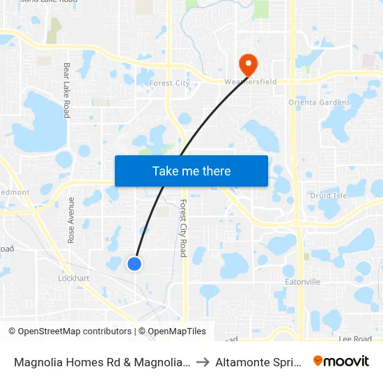 Magnolia Homes Rd & Magnolia Pointe Ln to Altamonte Springs, FL map