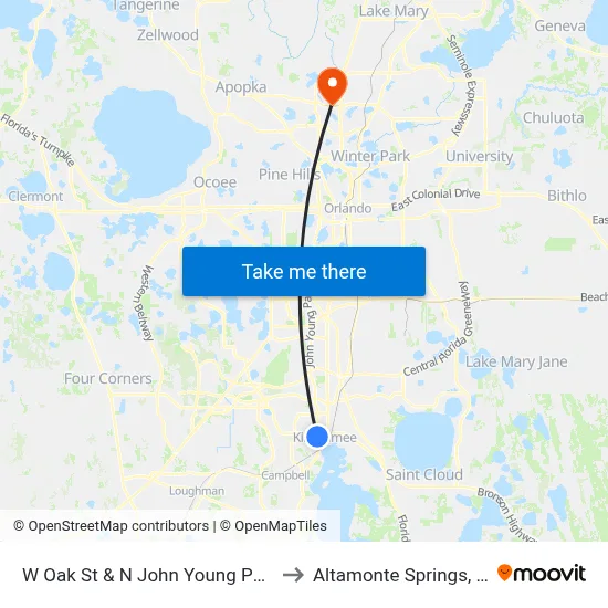 W Oak St & N John Young Pkwy to Altamonte Springs, FL map