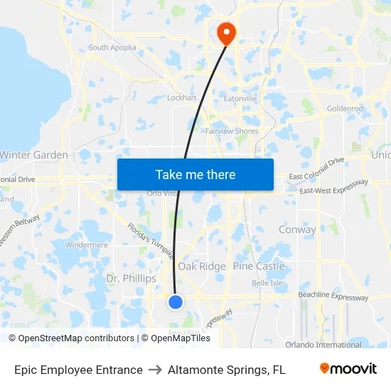 Epic Employee Entrance to Altamonte Springs, FL map