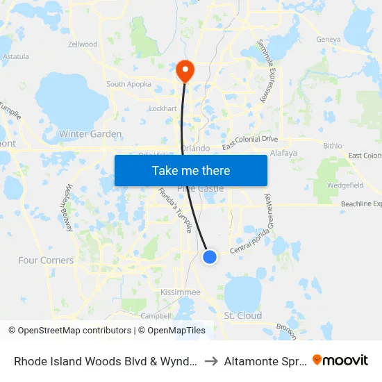 Rhode Island Woods Blvd & Wyndham Lakes Blvd to Altamonte Springs, FL map