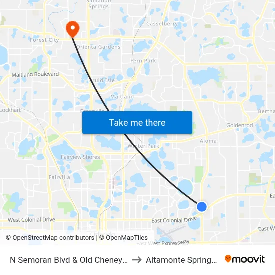 N Semoran Blvd & Old Cheney Hwy to Altamonte Springs, FL map