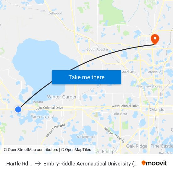 Hartle Rd/Cr-455 to Embry-Riddle Aeronautical University (Metro Orlando Campus) map